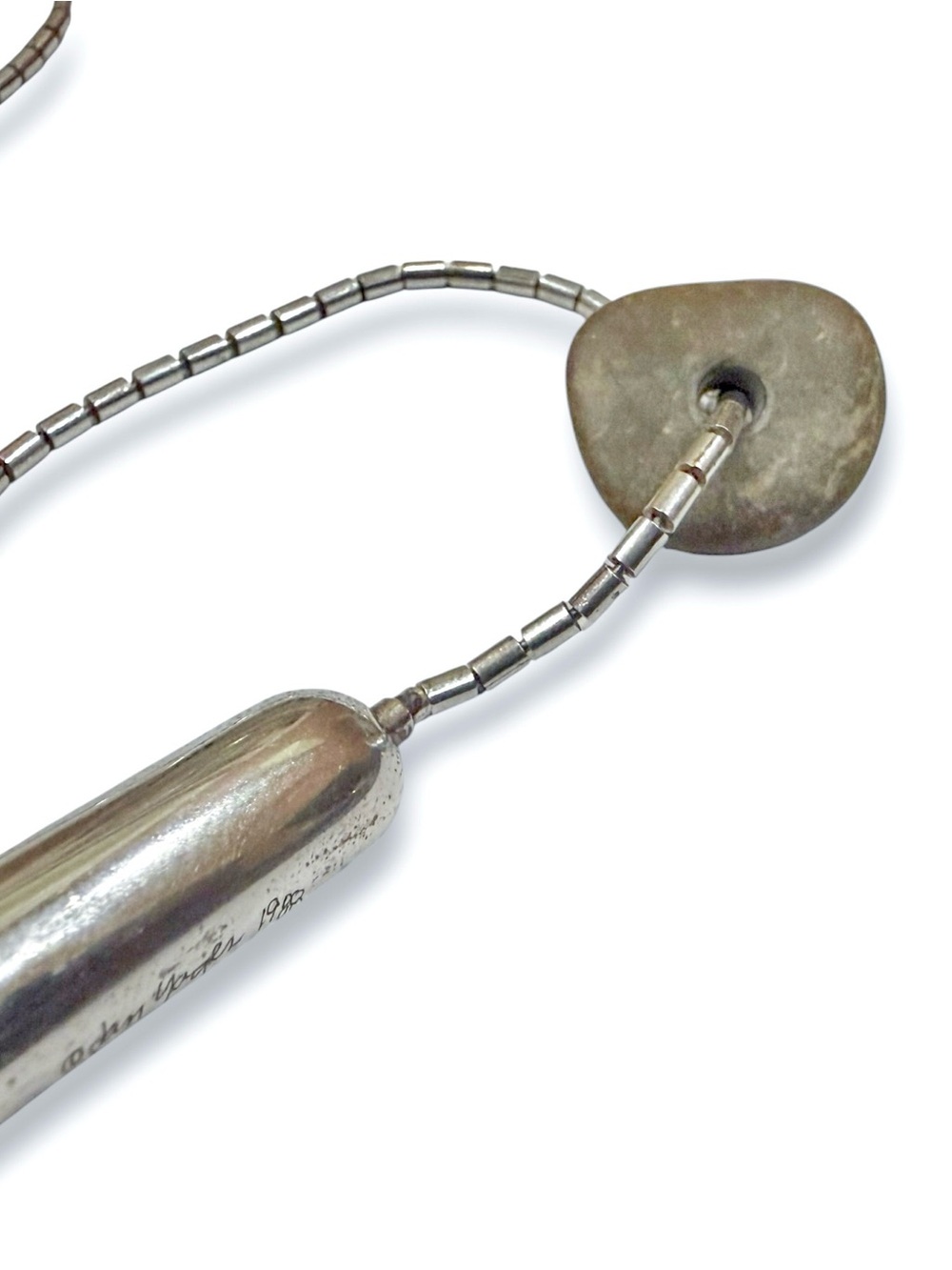 Jan Yager Unique Sterling Modernist Pillow Style Necklace with Stone Accent - Picture 12 of 16